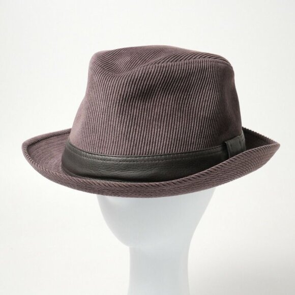 Hermes Hat 59 Folded Hat Corduroy Leather Purple Purple Brown main image 7
